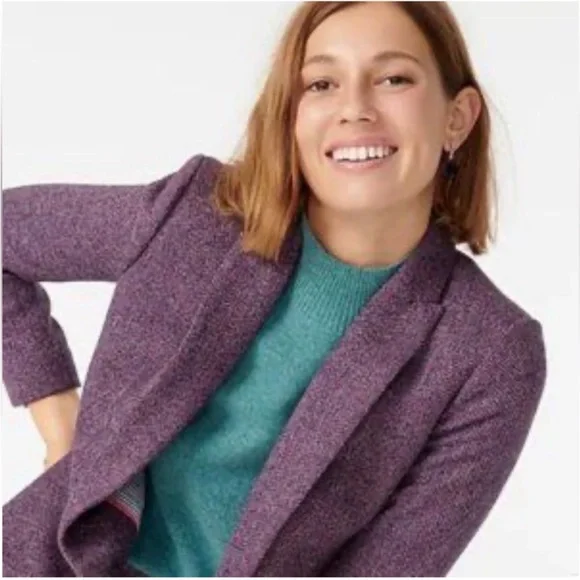 J.Crew Parke Blazer Jacket Sz 2 Purple Herringbone English Wool - Picture 4 of 16